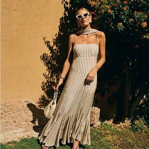 Antonio Melani x M.G. Style Mallie Beige Striped Maxi Dress